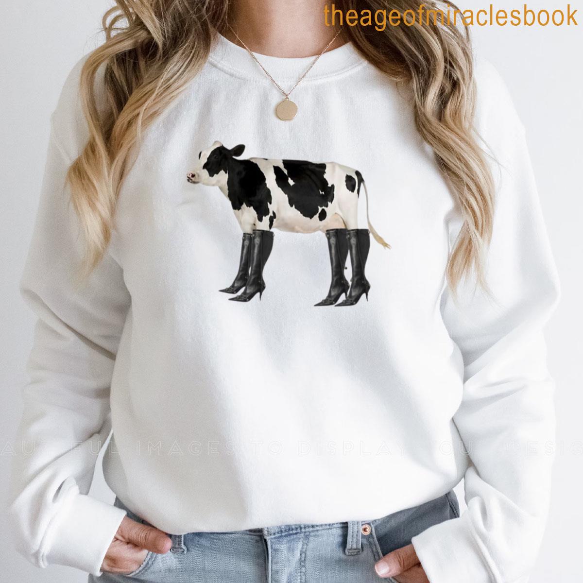 ◆LEE◆ Kansas Cow Watercolor Graphic T-Shirt White Sun Faded WOODY JACKSON Cows L – kamoki