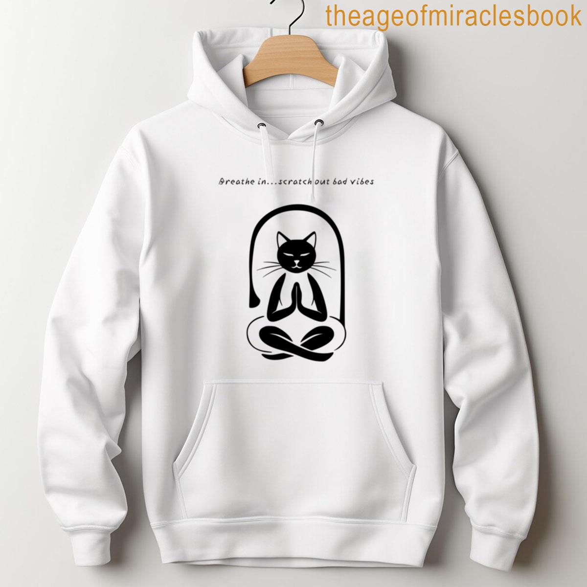 Alternative view of Zen Cat Meditation Tee Breathe In Scratch Out Bad Vibes Oversized T-shirt