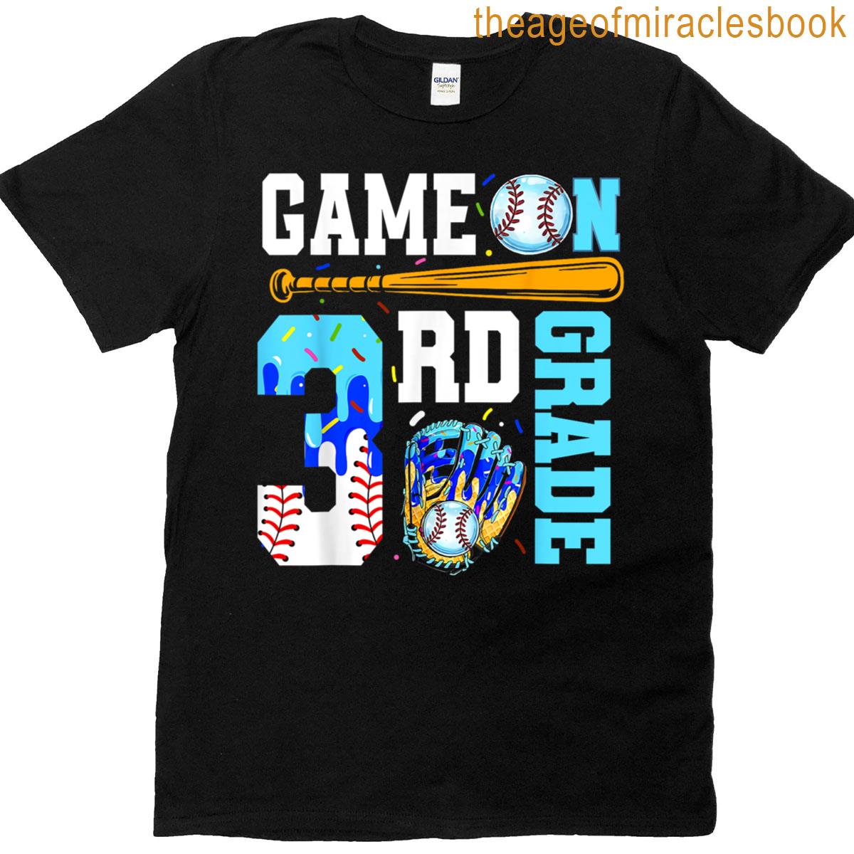 3rd Grade Back To School Baseball Drip Ice Cream Game On T-shirt