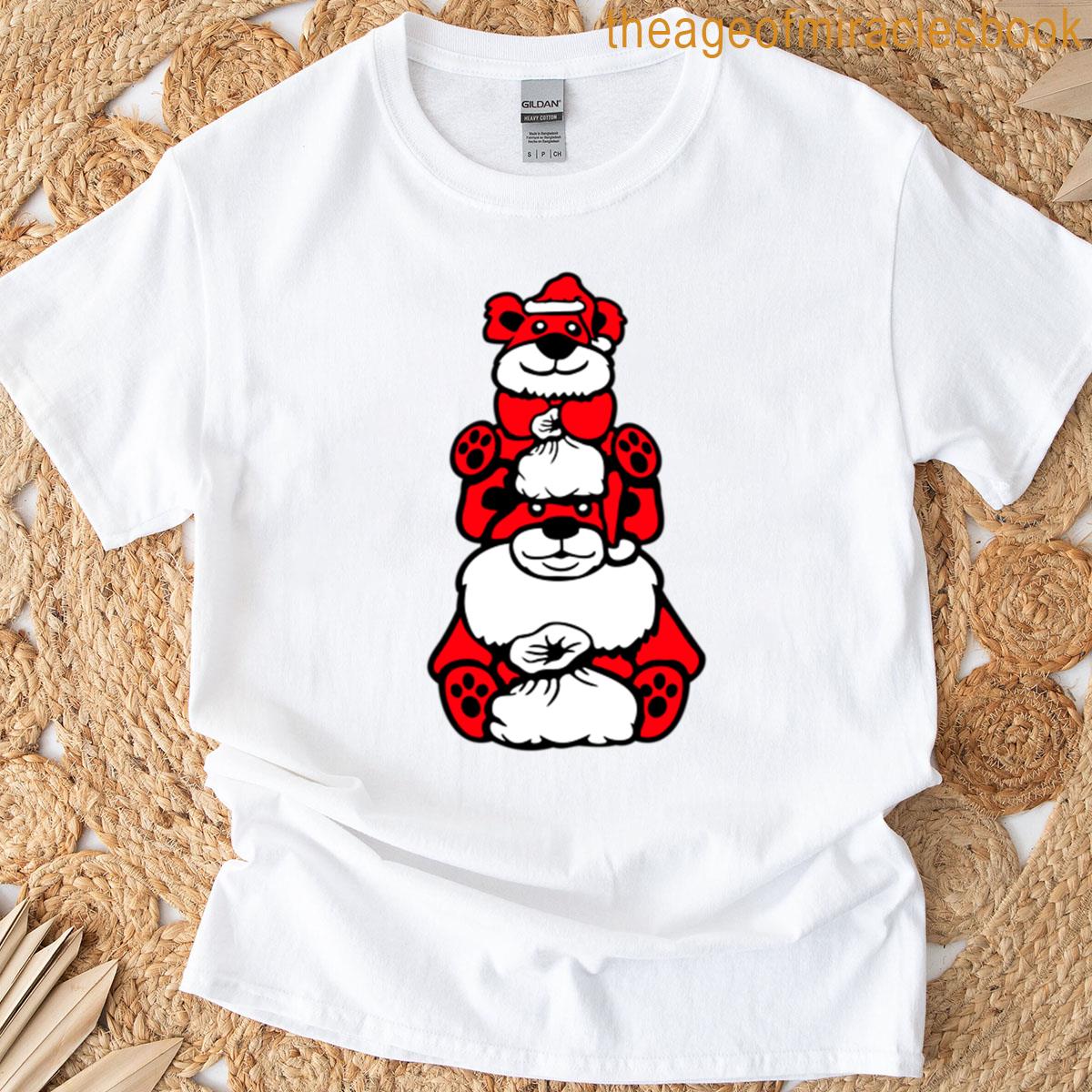 2 Bear Santa Claus Dad Son Team Christmas Friends T-shirt