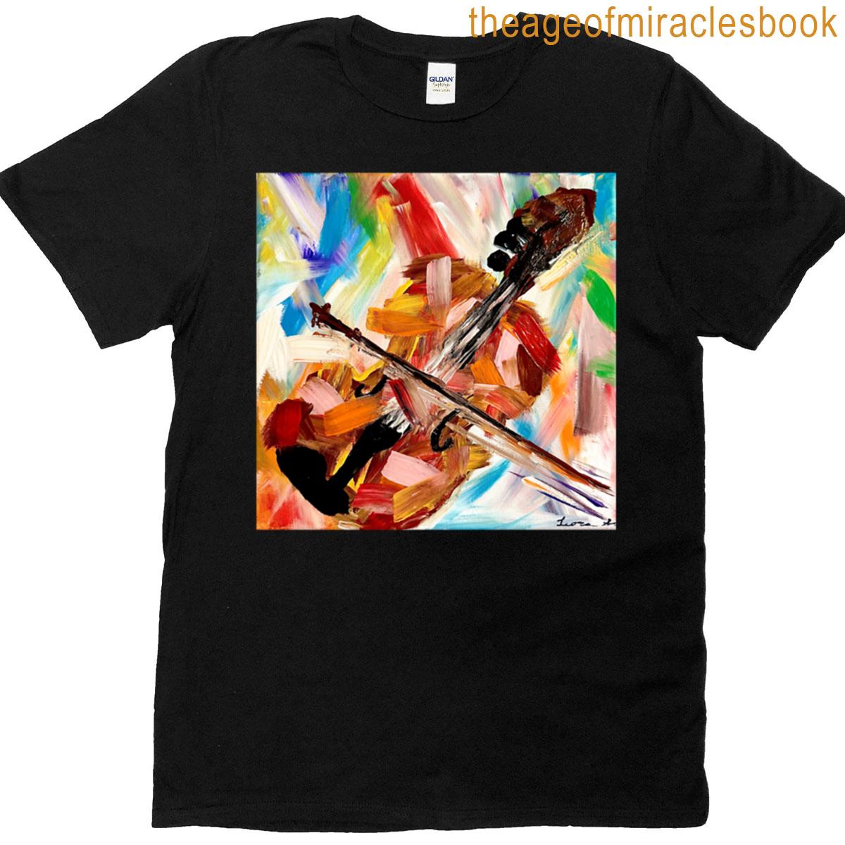 Colorful Abstract Violin Acrylic Painting T-shirt