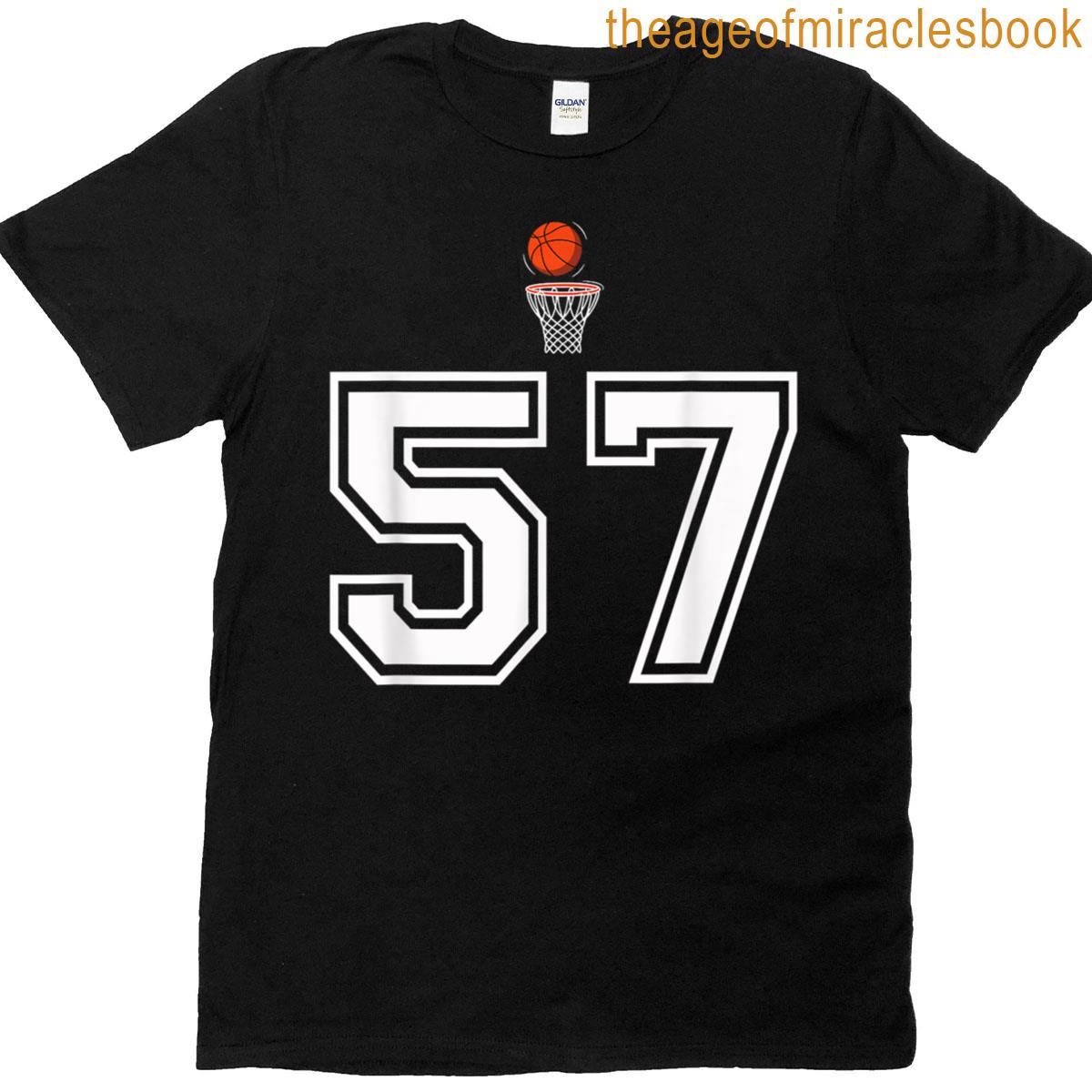 57 Number Basketball Style Vintage White T-shirt