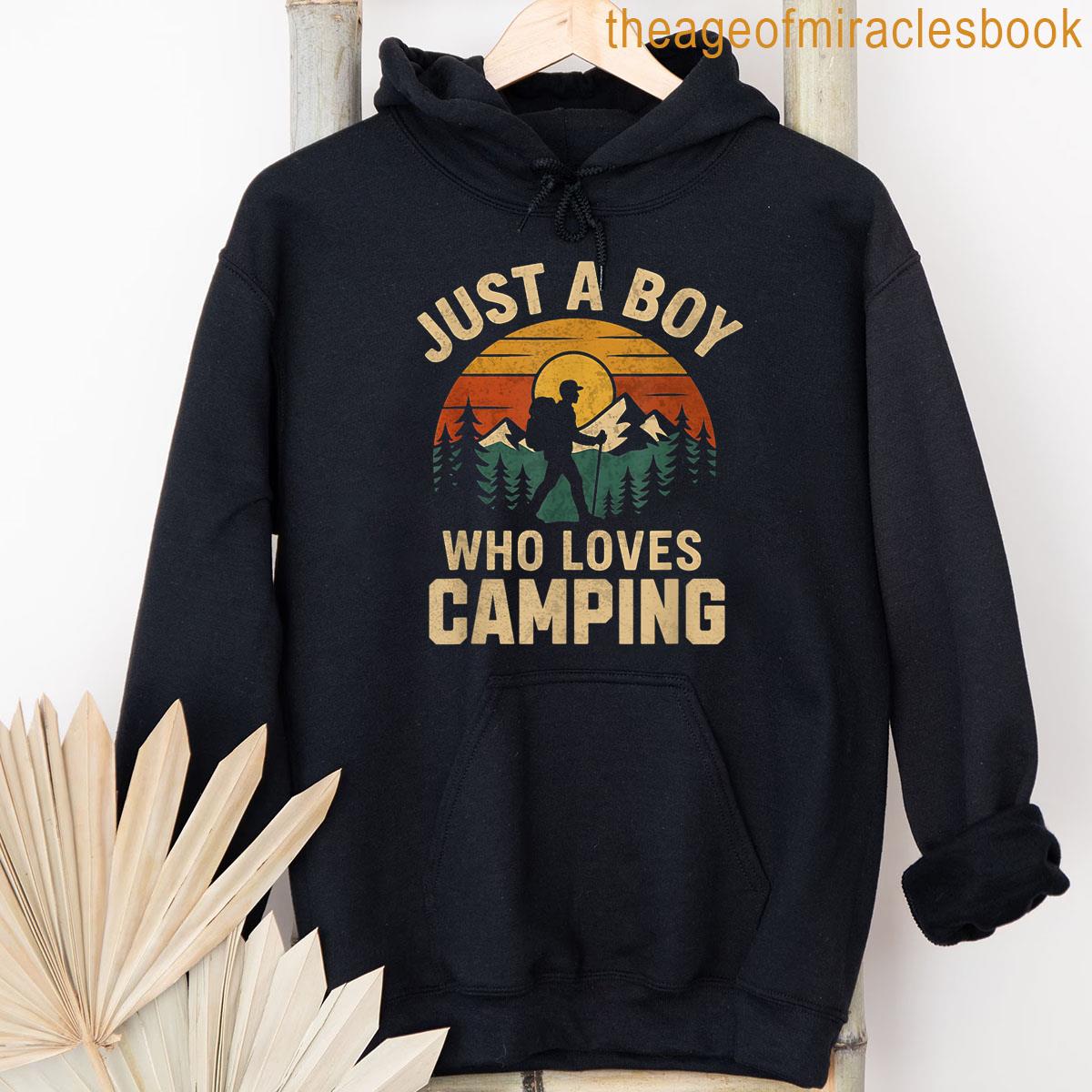 Alternative view of A Boy Who Loves Camping Retro Vintage Nature Hiker Men Kids T-shirt