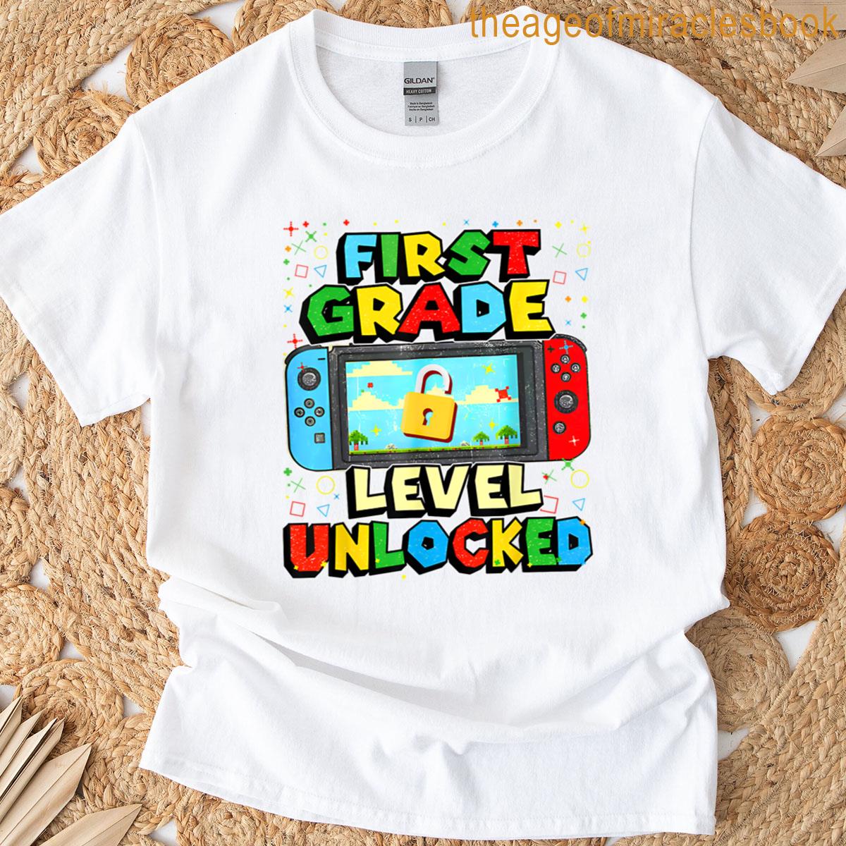 1st Grade Level Unlocked Funny Gamer Boys Back To School T-shirt