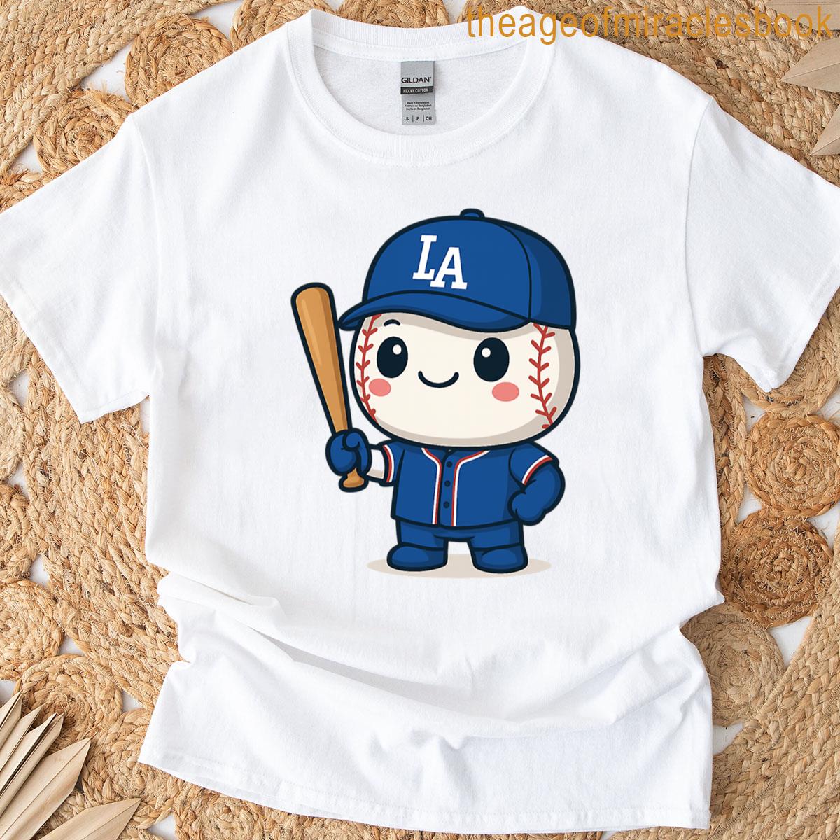 Chibi Baseball Character Los Angeles Navy Jersey Cute Logofree Fan Art T-shirt