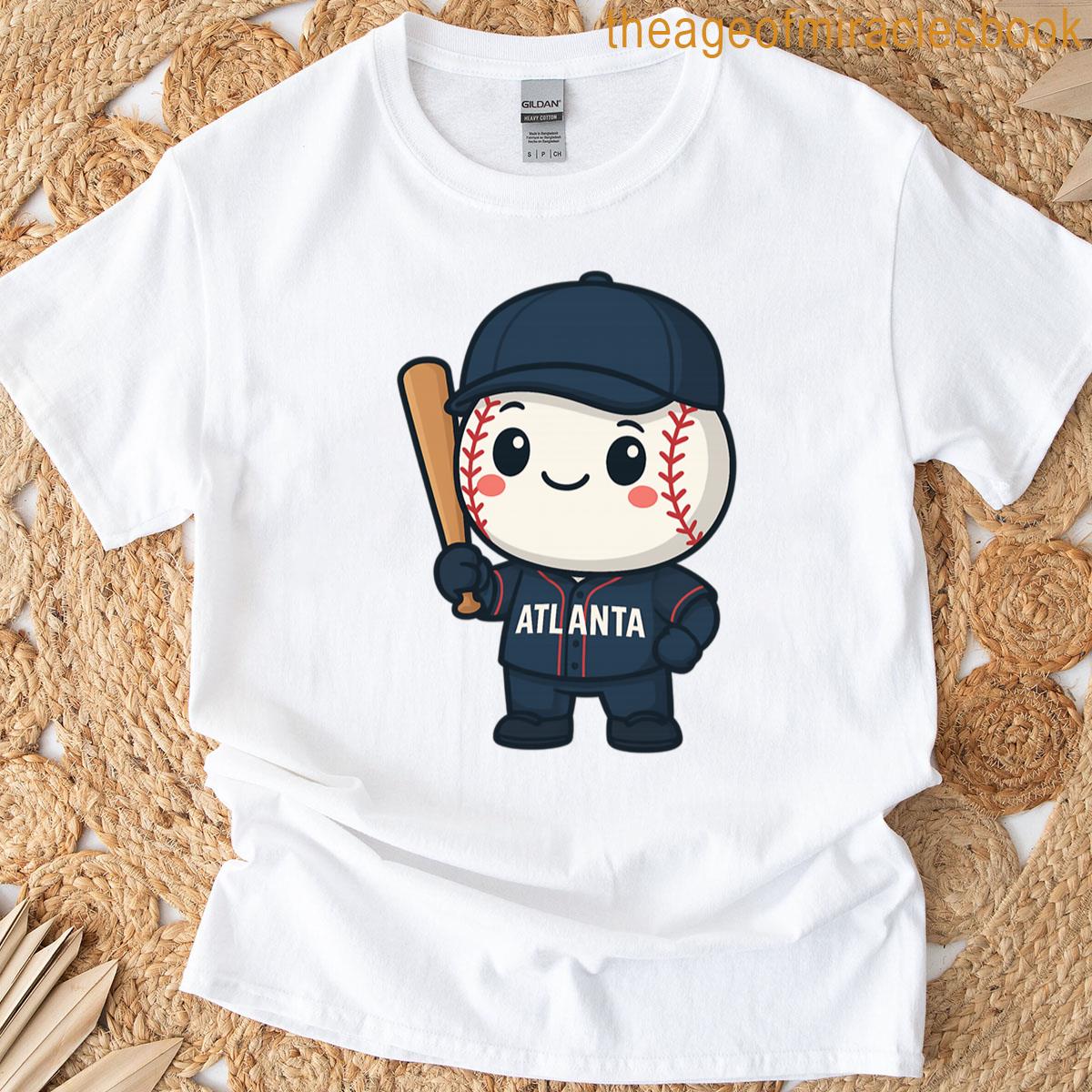 Cute Baseball Sticker Chibi Baseball Character Atlanta Navy Jersey Cute Southern Fan Art T-shirt