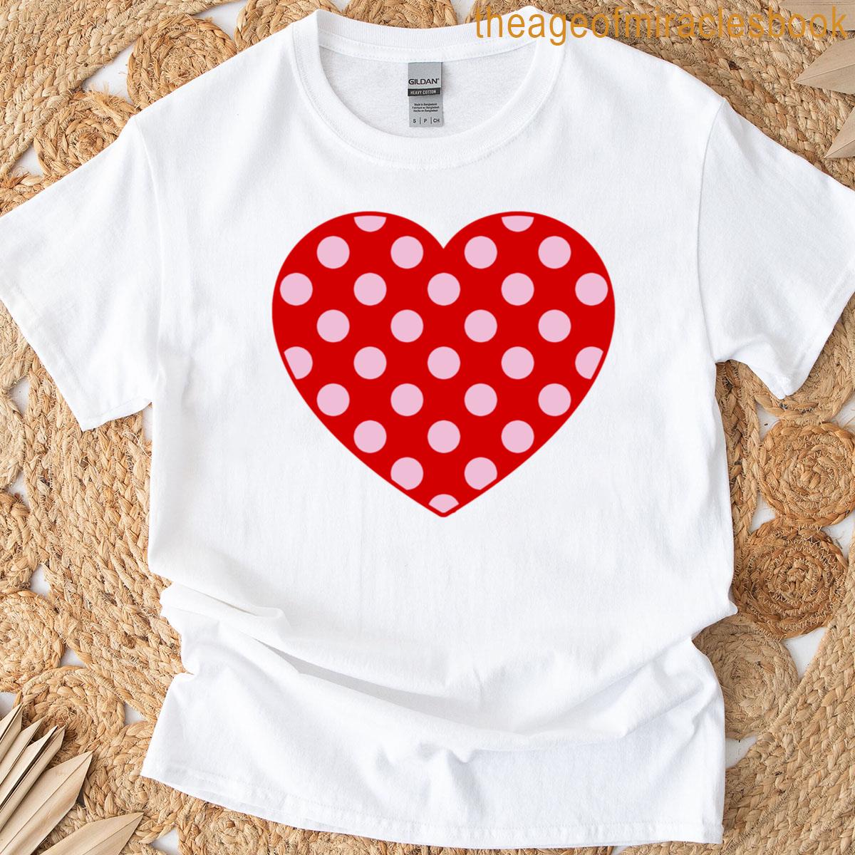 Cute Red And Light Pink Polka Dot Aesthetic Pattern Minimal T-shirt