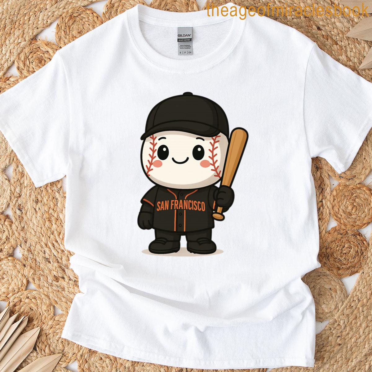 Giants Cute Sticker Chibi Baseball Character San Francisco Black Orange Jersey Cute Fan Art Design T-shirt
