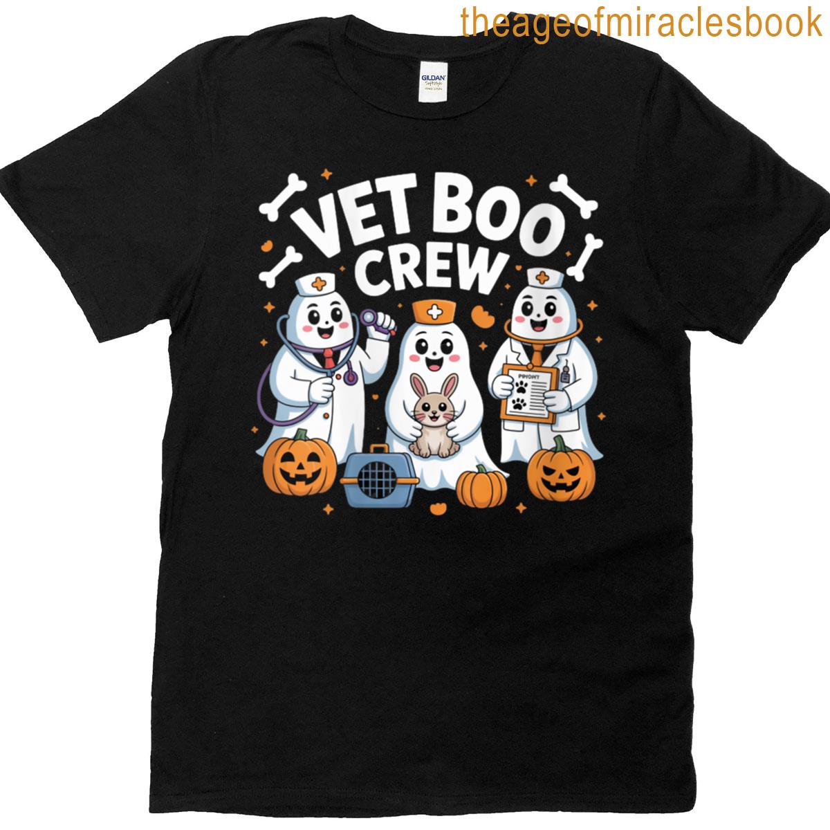Womens Vet Boo Crew Cute Halloween Ghost Pet Doctor Pumpkin T-shirt