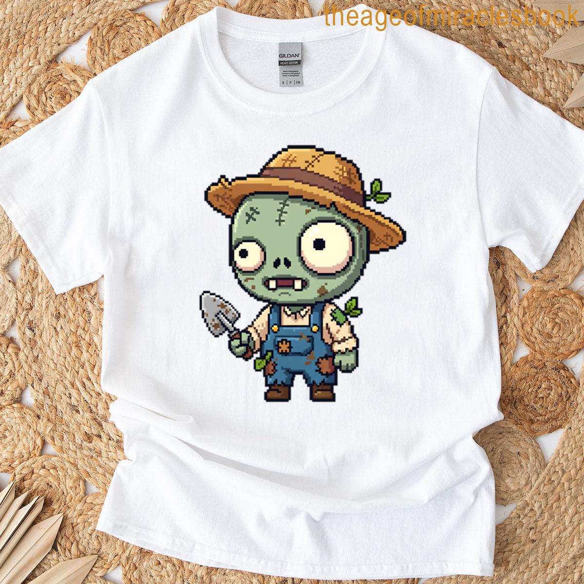 Zombie Farmer – Cute Spooky Pixel Art T-shirt