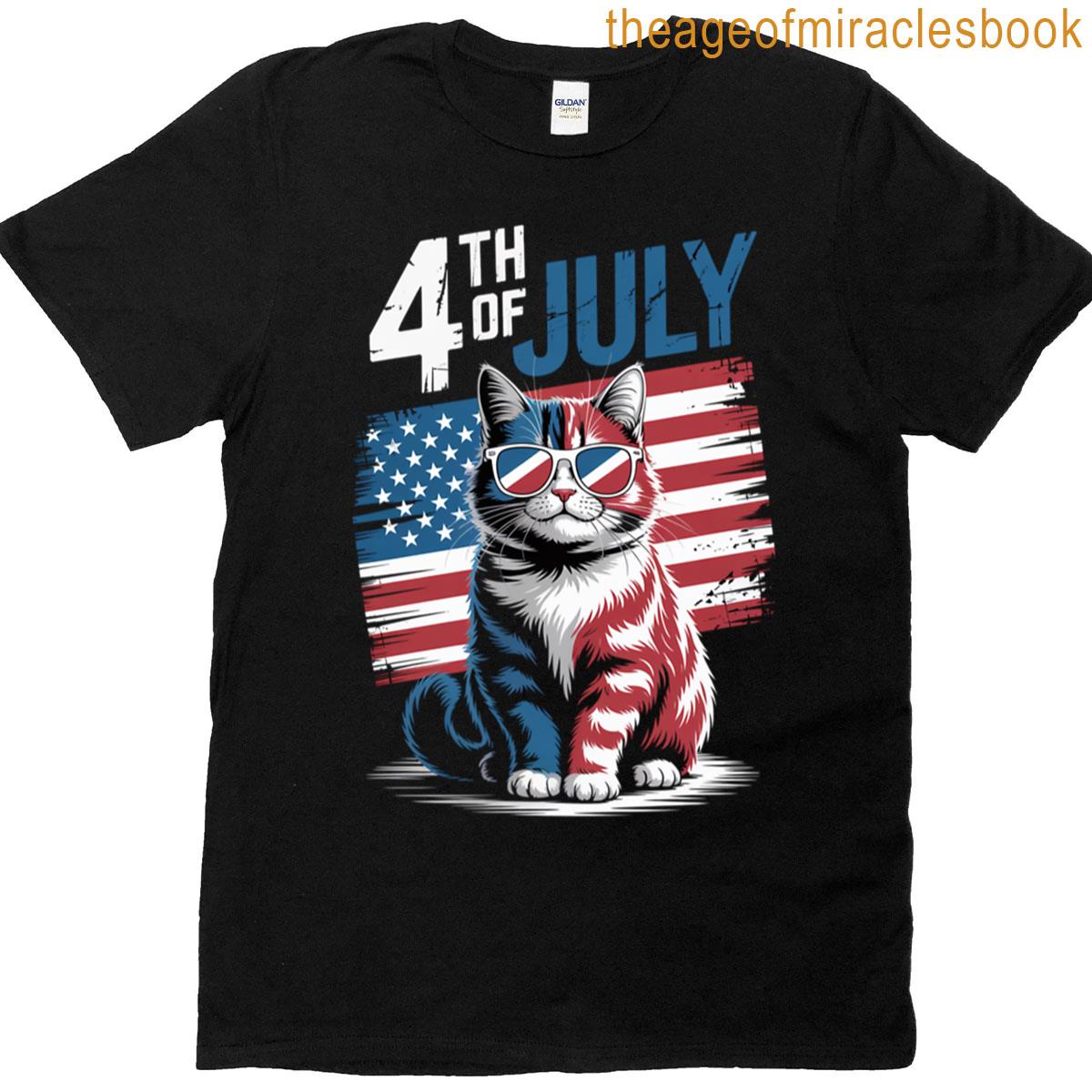 4th Of July Cat Fitted T-shirt