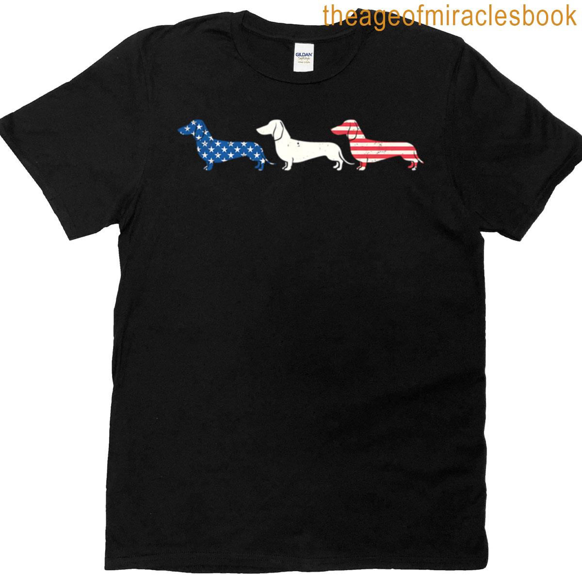 4th Of July Dachshund Usa Flag 4th Of July Dog Lover Oversized T-shirt