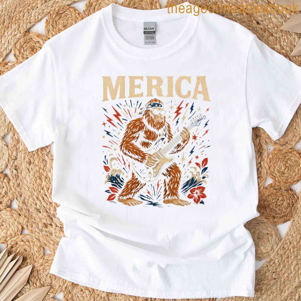 Bigfoot Merica 4th Of July Patriotic Usa Flag T-shirt