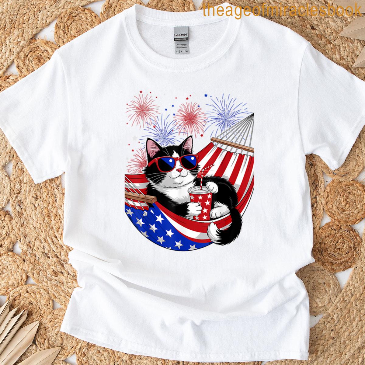 Cat 4th Of July Cat Tuxedo Patriotic Flag Women Kids Youth T-shirt