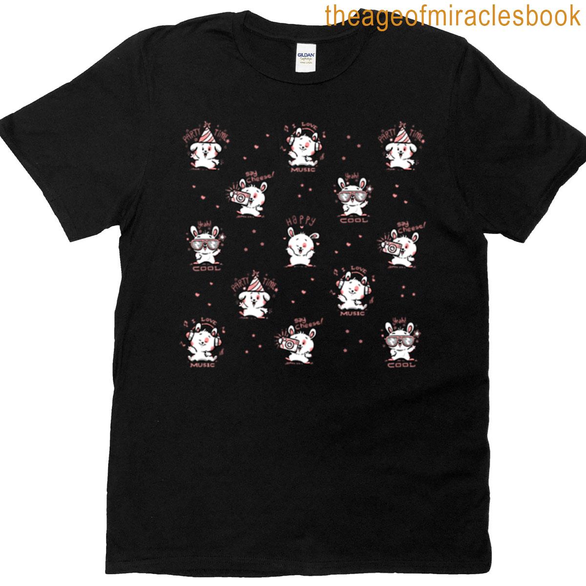 Cute And Funny Cartoon Puppy Dog Pattern – Moods Emojis And Doodles T-shirt