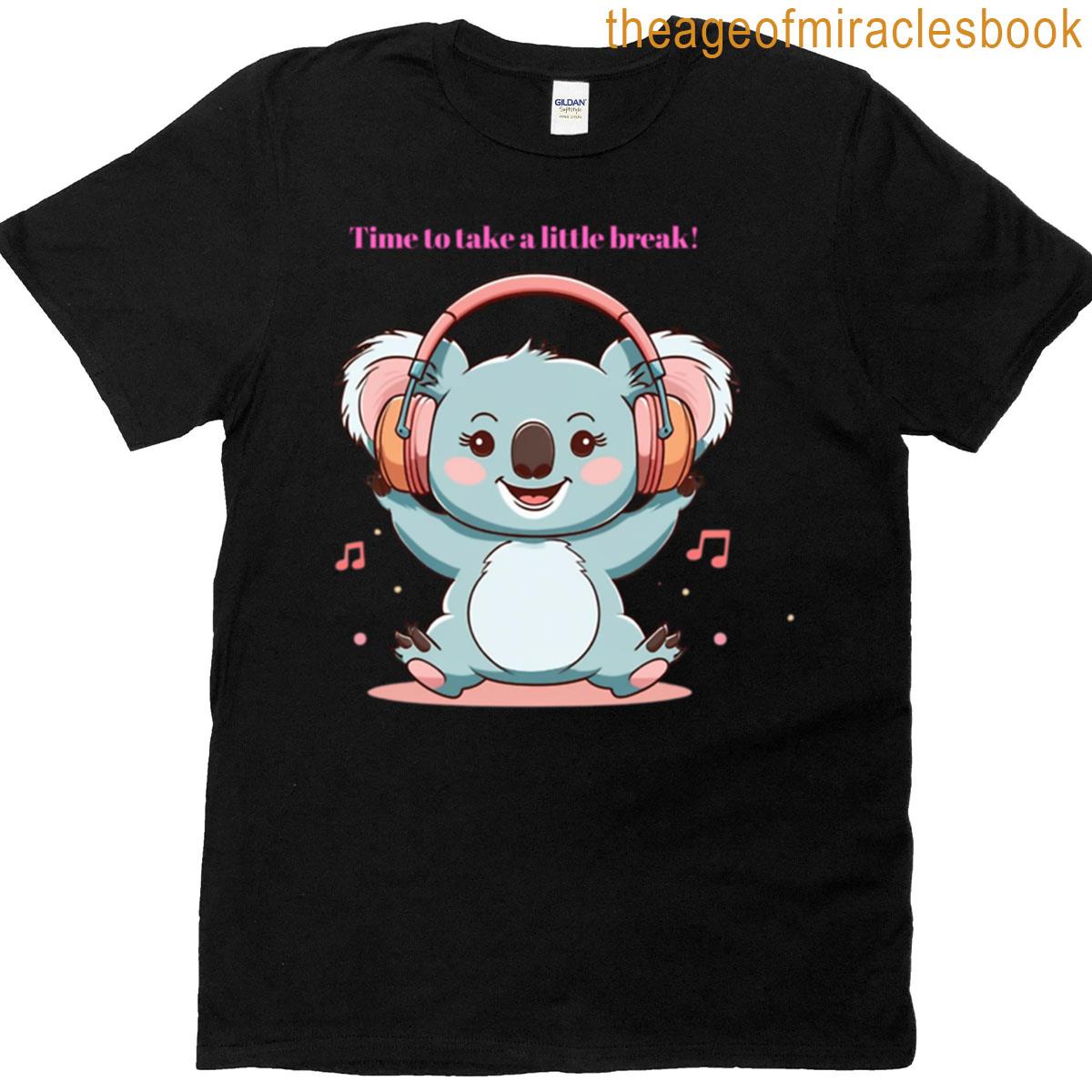 Grooving Koala Cute Music Lover Cartoon Design Oversized T-shirt