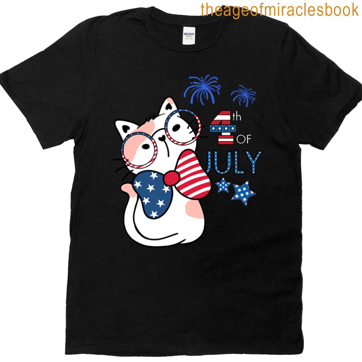 Patriotic Cat 4th Of July Usa Glasses And Bowtie Cute Design Premium T-shirt