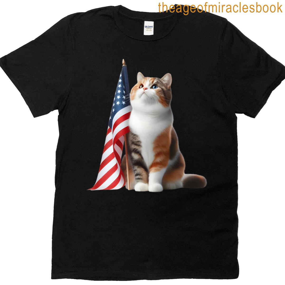 Patriotic Cat American Flag T-shirt