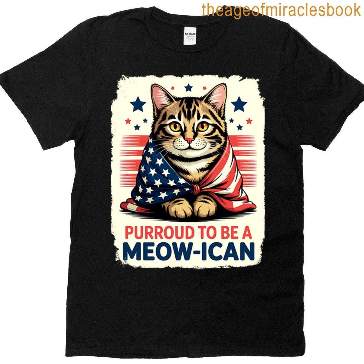 Patriotic Cat Purrroud To Be A Meow-ican Funny 4th Of July Usa Design Oversized T-shirt