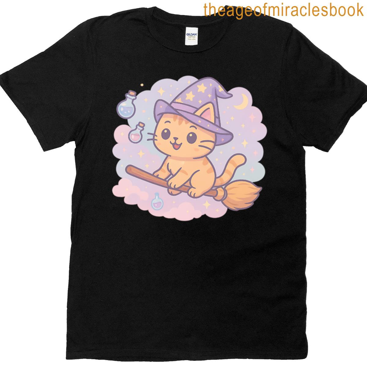 Pawspells Whiskers Magical Witch Cat Design T-shirt