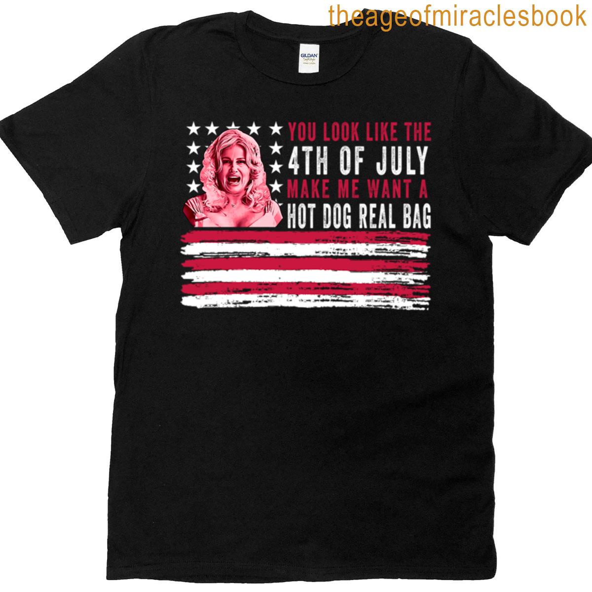 You Look Like The 4th Of July Hot Dog Republican Flag America 1776 Political Jokes T-shirt