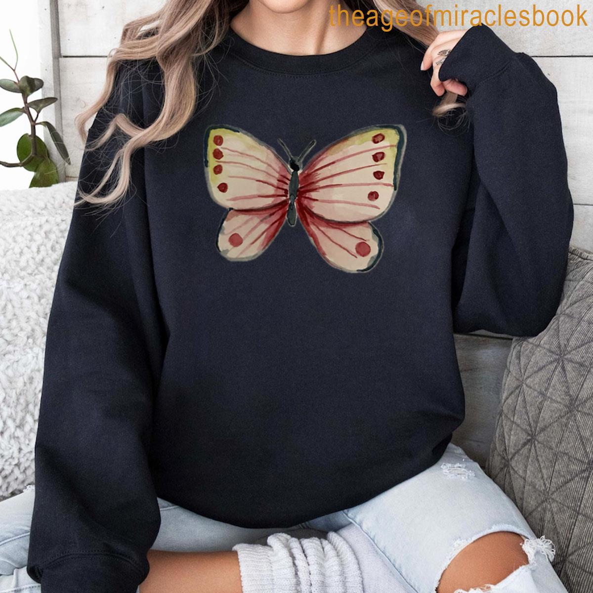 Watercolor Butterfly In Pink And Yellow T-shirt
