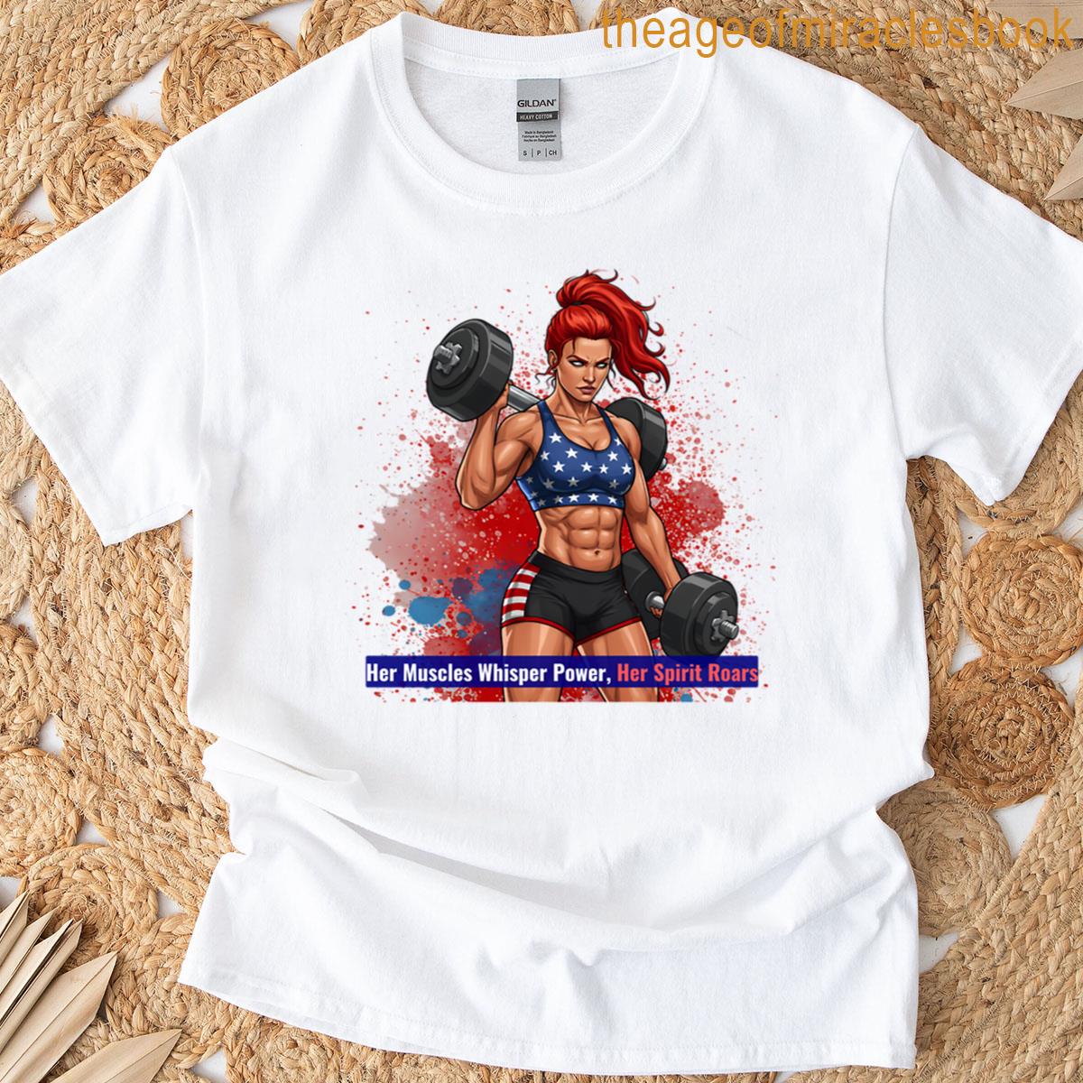 American Female Strength – Patriotic Fitness Illustration T-shirt