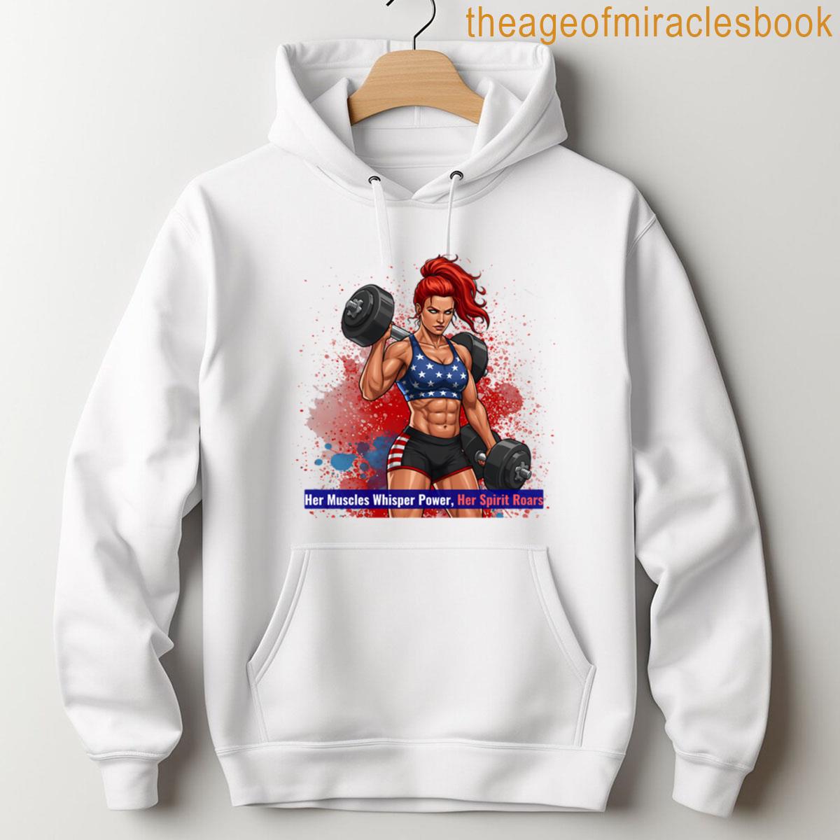 Alternative view of American Female Strength - Patriotic Fitness Illustration T-shirt