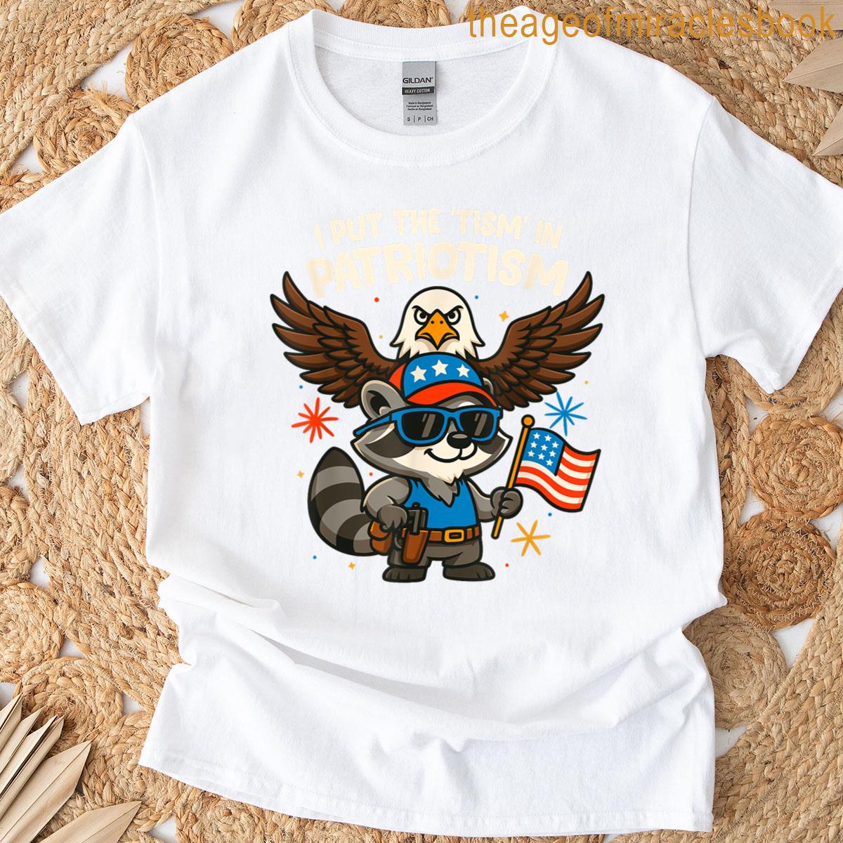 Funny Raccoon I Put The Tism In Patriotism Athletic Eagle T-shirt