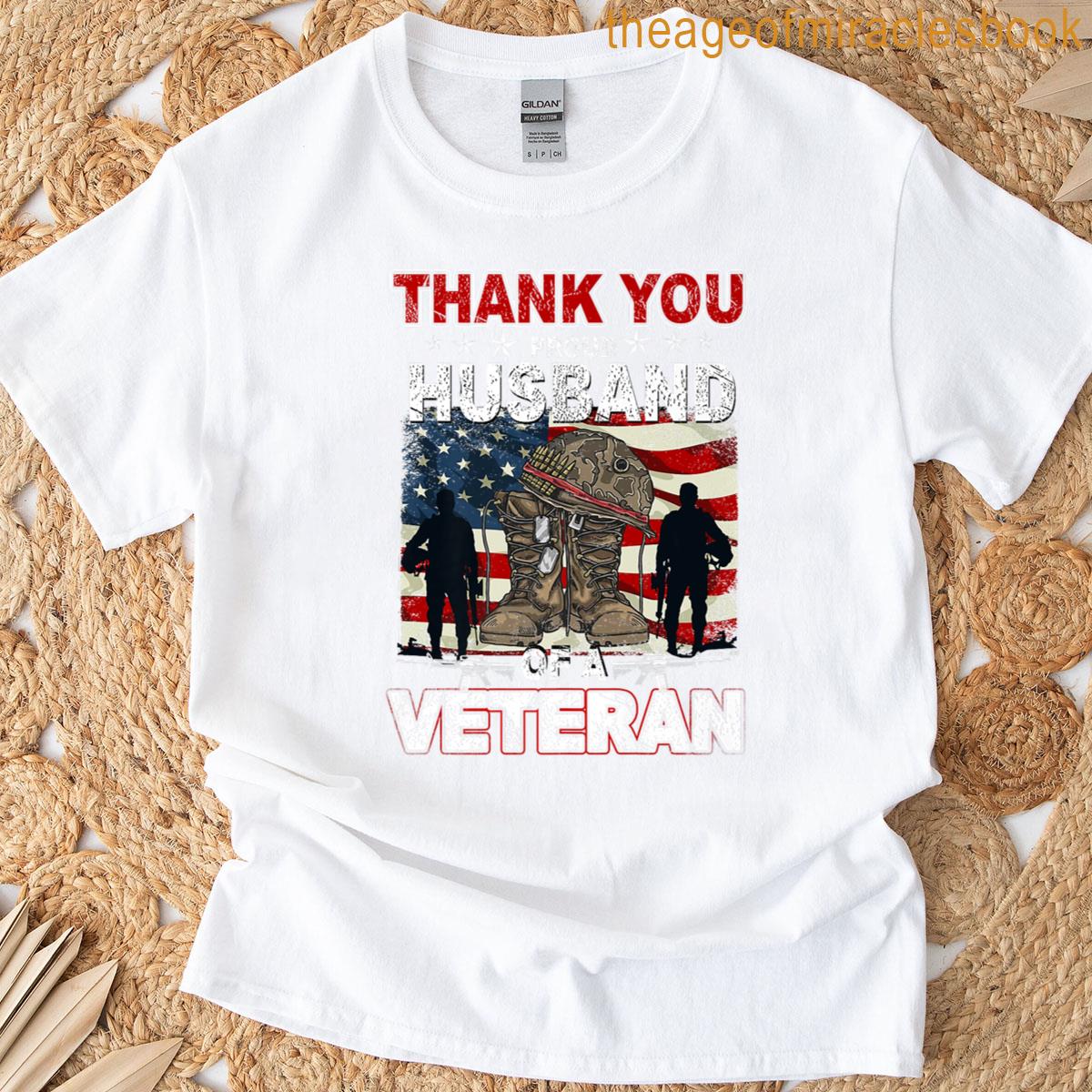 Thank You Veterans Us Flag Gifts Proud Husband Of A Veteran Premium T-shirt