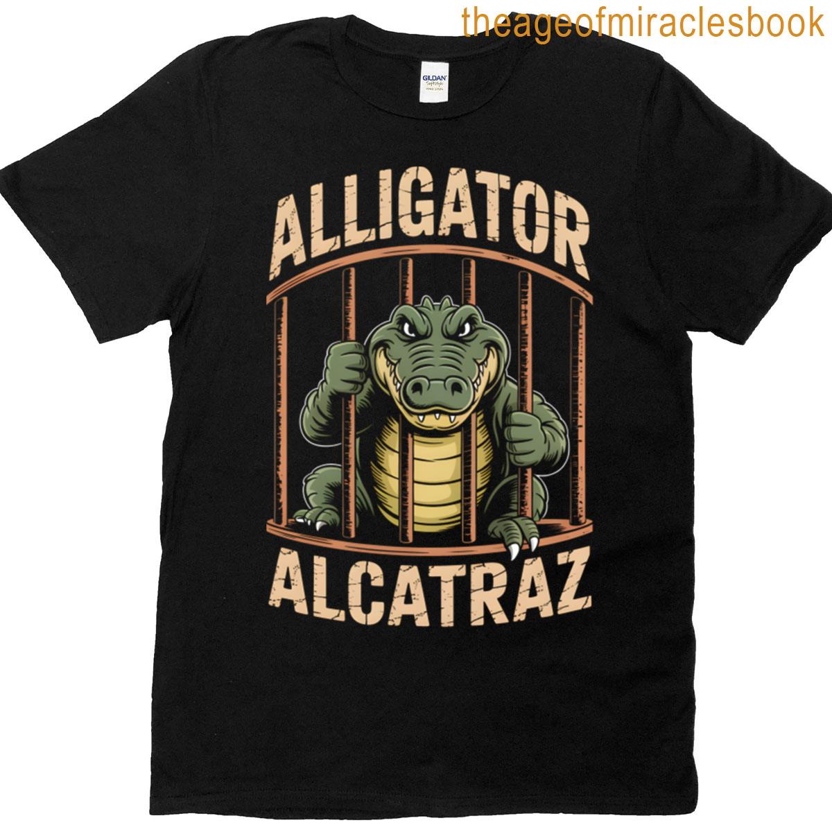 Alligator Alcatraz Cartoon Prison Design Dark Humor Satire For Rebellious Streetwear T-shirt