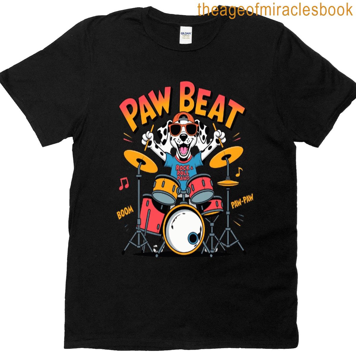 Cartoon Dalmatian Playing Colorful Drum Set T-shirt