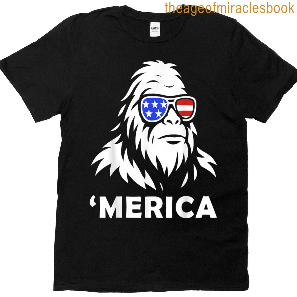 Bigfoot 4th Of July Merica Patriotic Independence Day T-shirt