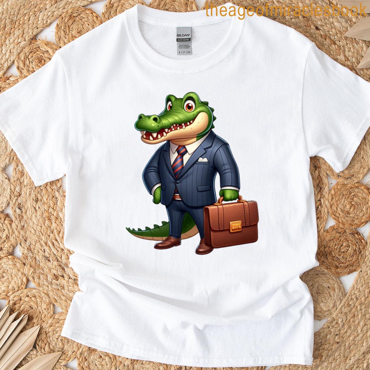 Crocodile Lawyer – Funny Business Animal Cartoon T-shirt