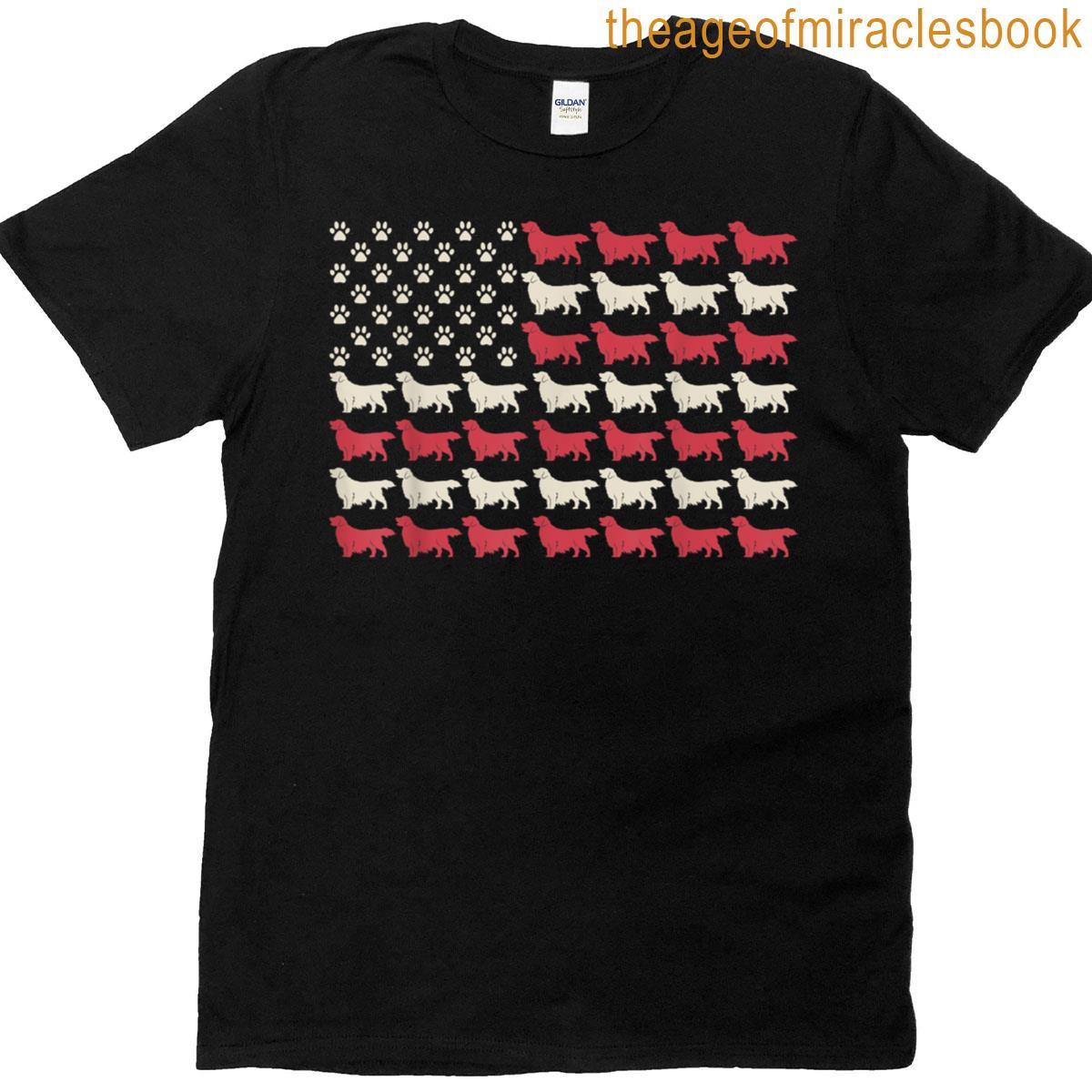 Golden Retriever Patriotic American Flag 4th Of July Dogs T-shirt
