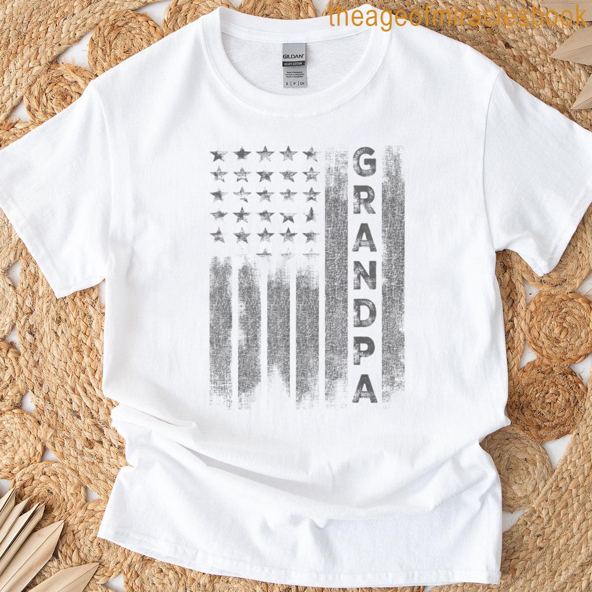 Grandpa Vintage American Flag Fathers Day 4th Of July T-shirt
