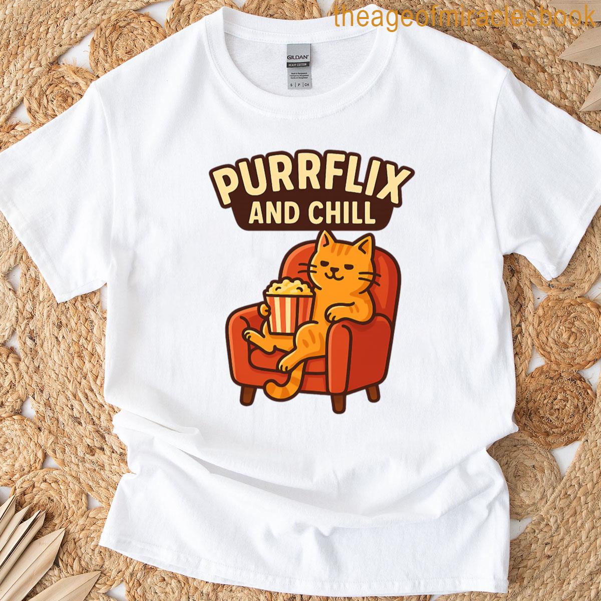 Purrflix And Chill Funny Cat Lover Design T-shirt