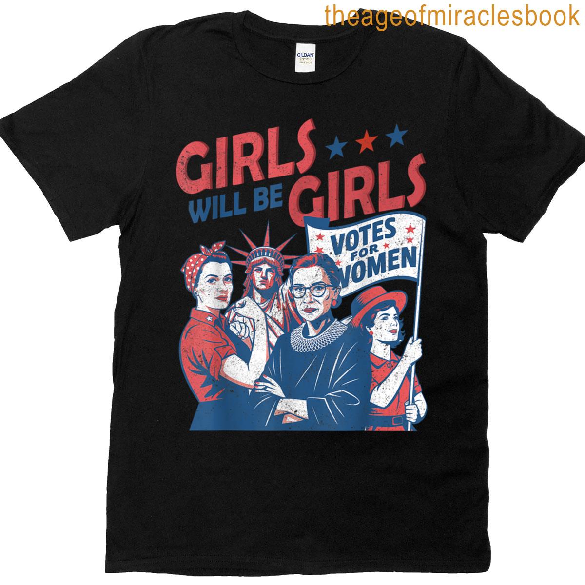 Retro Patriotic Feminist 4th Of July For Girls Womens T-shirt