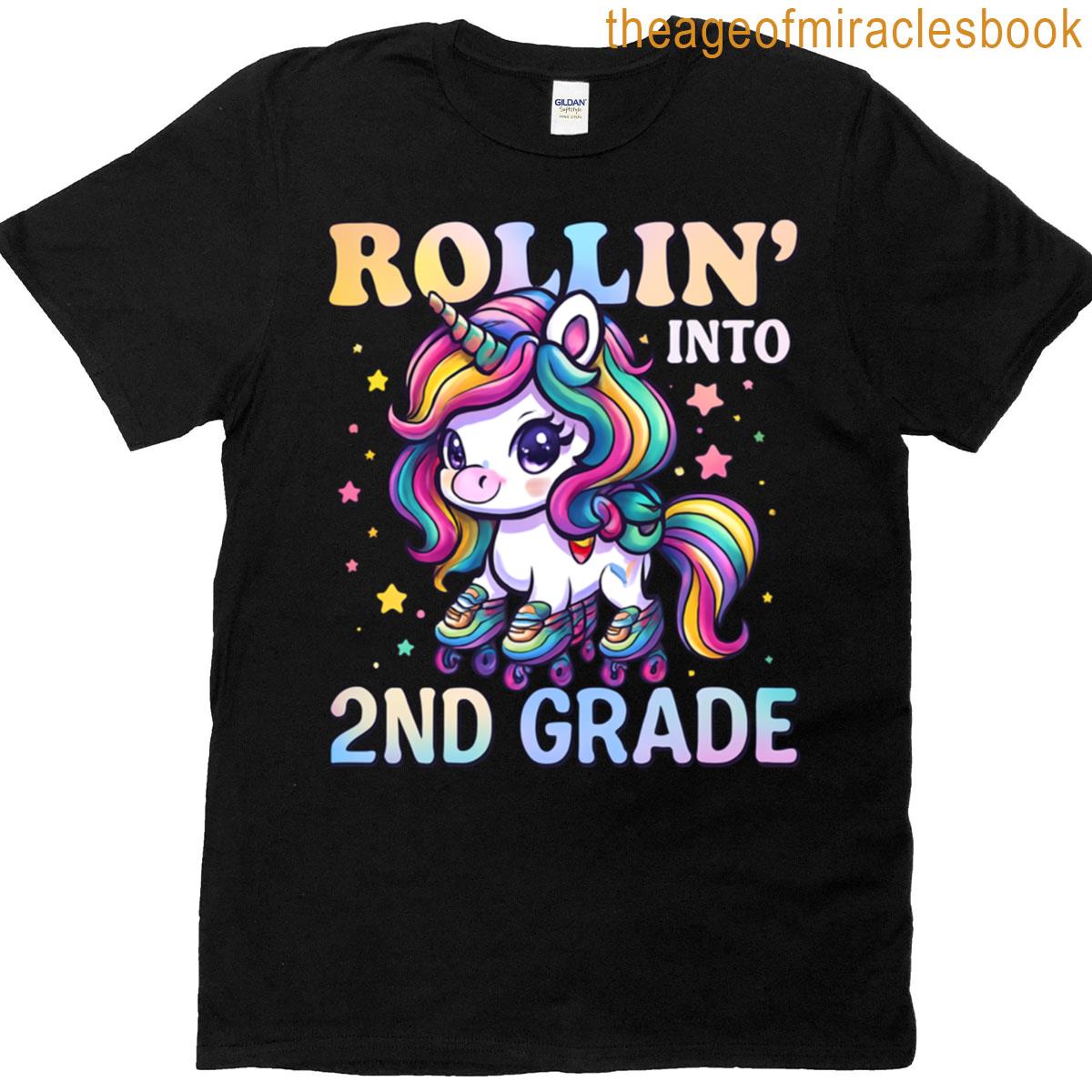 2nd Grade Back To School First Day Girl Rollin Unicorn T-shirt