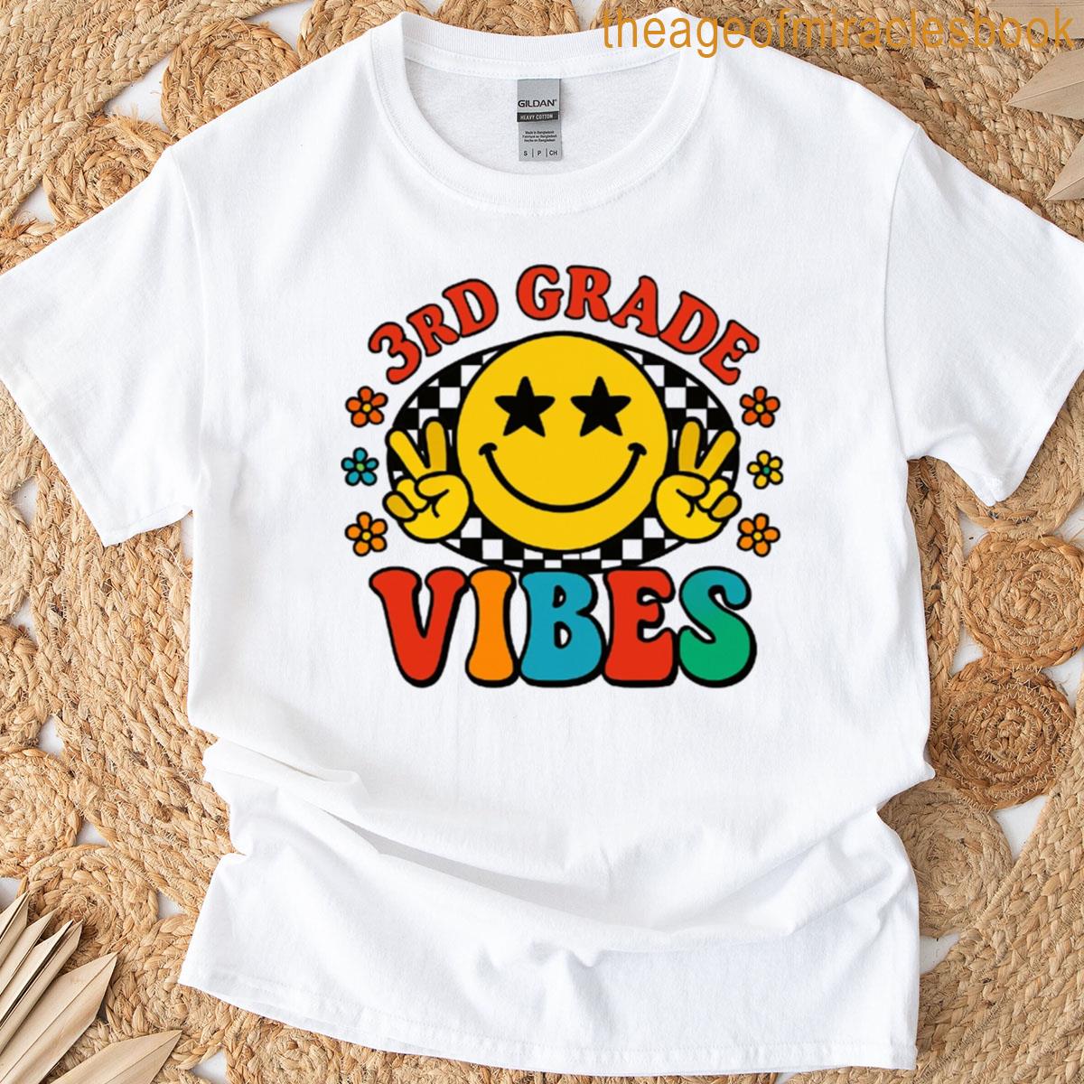 3rd Grade Vibes Colorful Retro Flowers T-shirt