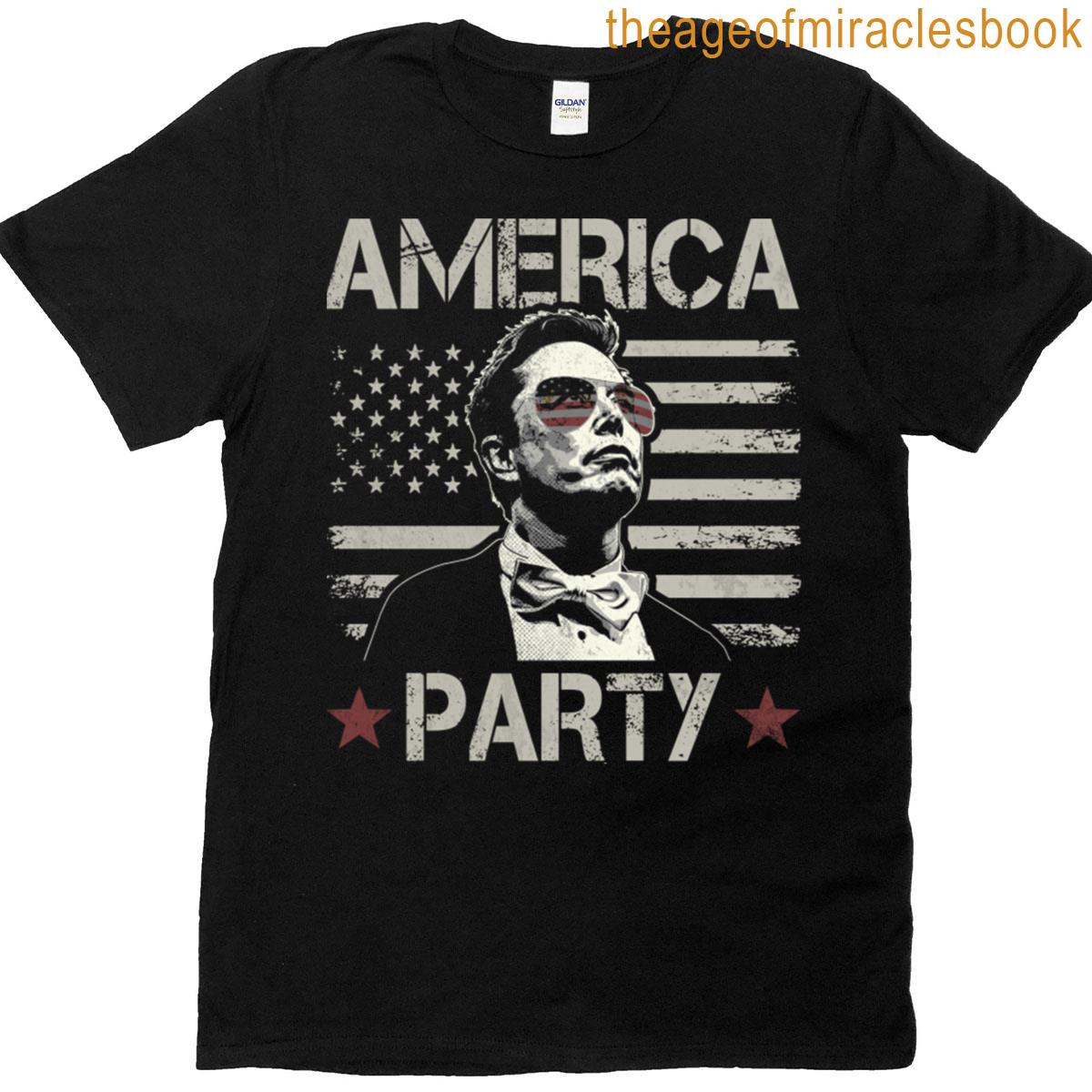 America Party Elon Musk Usa Flag Vintage 2025 T-shirt