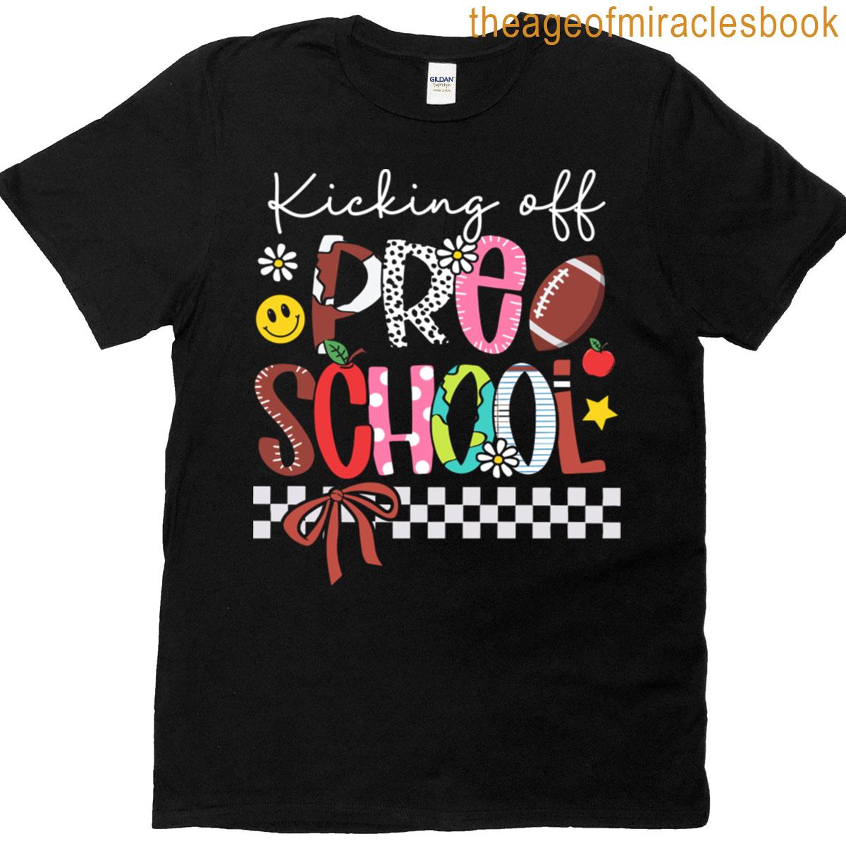 Kicking Off Preschool Colorful First Day T-shirt