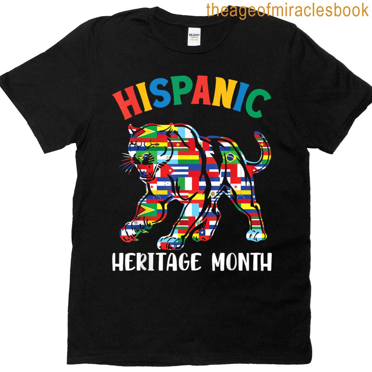 Panther Latin American Flags Hispanic Heritage Month Pride T-shirt