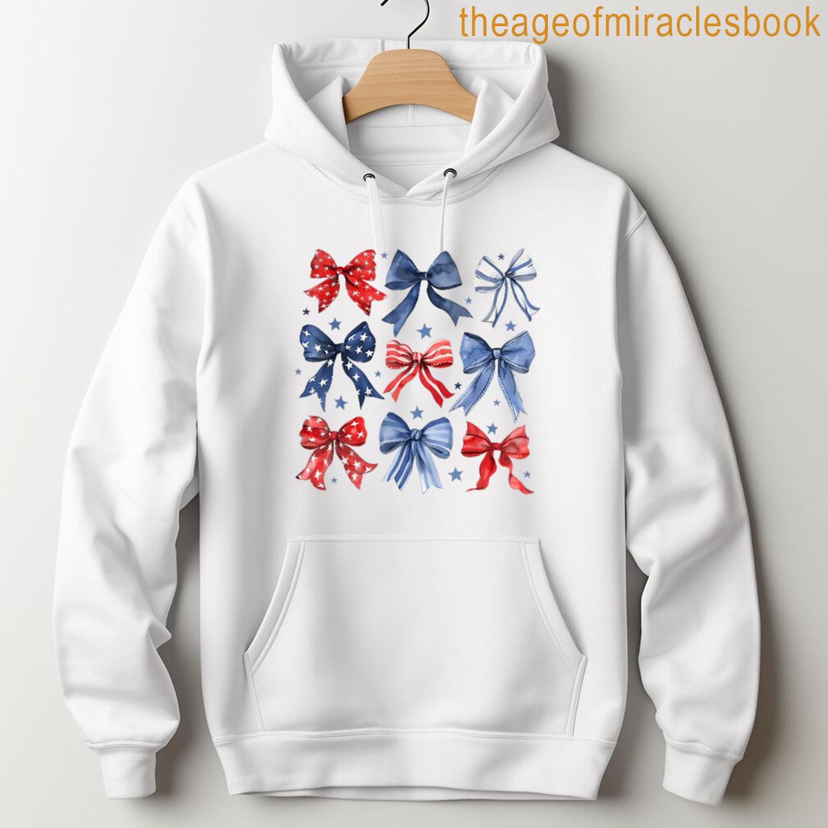 Alternative view of 4th Of July America Patriotic Bow Ribbon For Women Girls Kids Men T-shirt