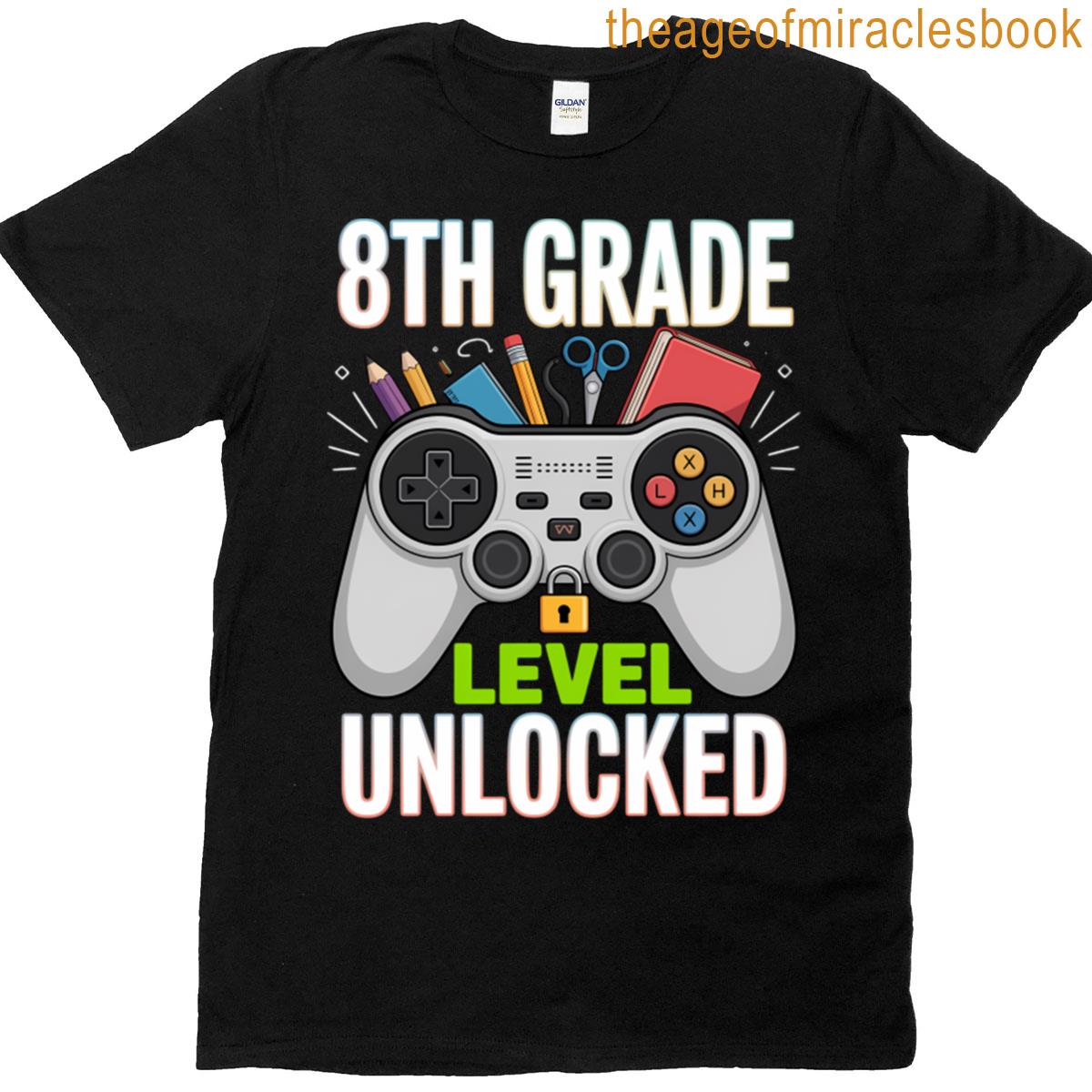 8th Grade Level Unlocked Gamer First Day Of School Boys T-shirt