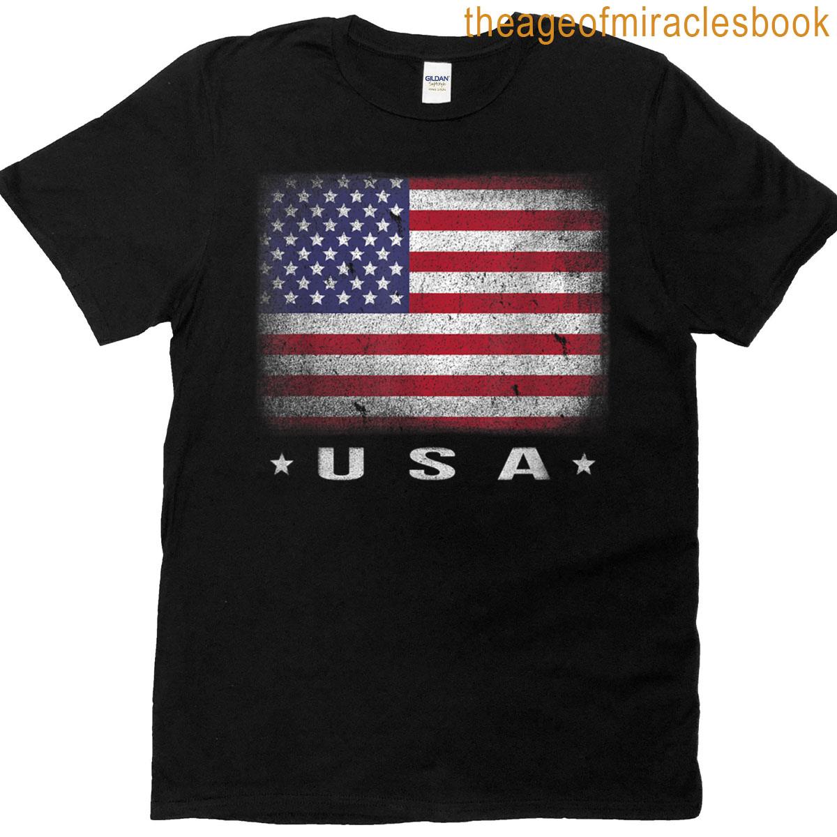 American Flag Usa July 4th White Blue Red Faded Stripe Star For Women Kids Men T-shirt