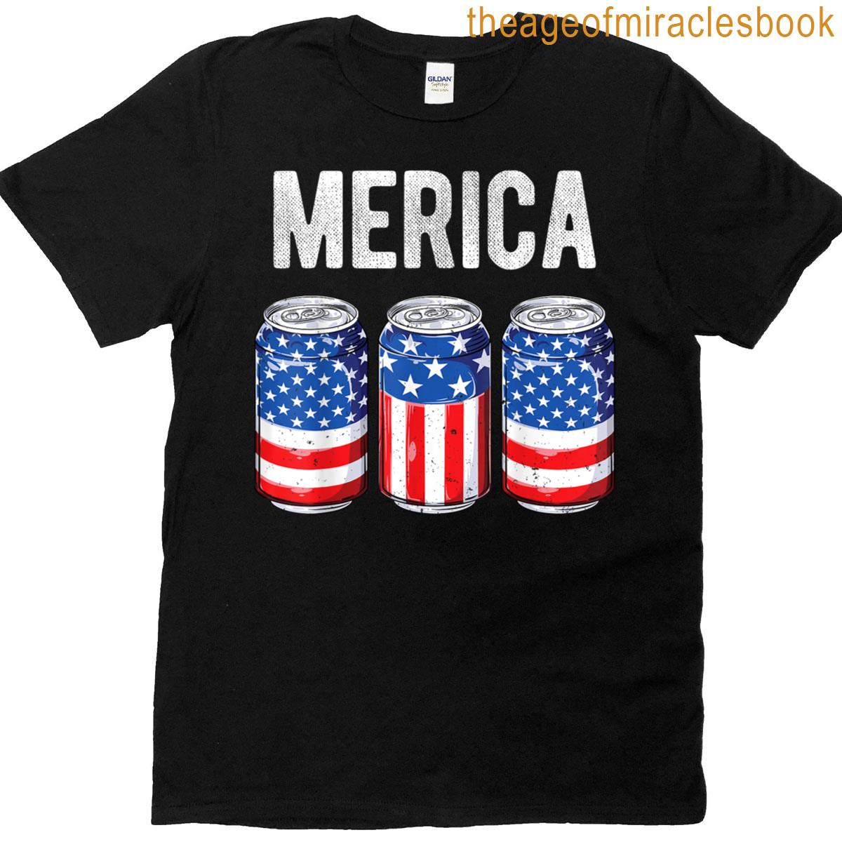 Beer American Flag 4th Of July Merica Usa Men Women Drinking T-shirt