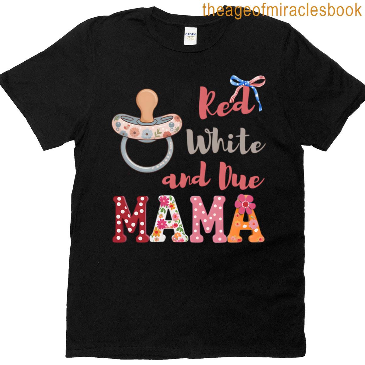 Funny Mama Baby Shower Pregnancy Reveal Usa Flag 4th Of July Oversized T-shirt