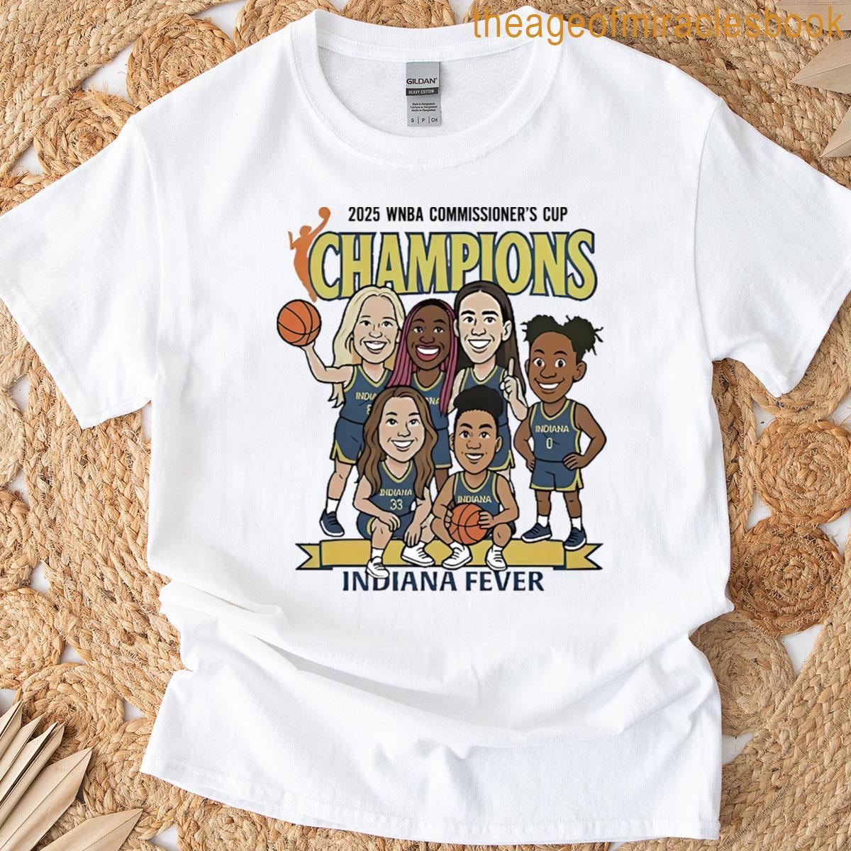Indiana Fever Caricature 2025 Wnba Commissioners Cup Champions T-shirt