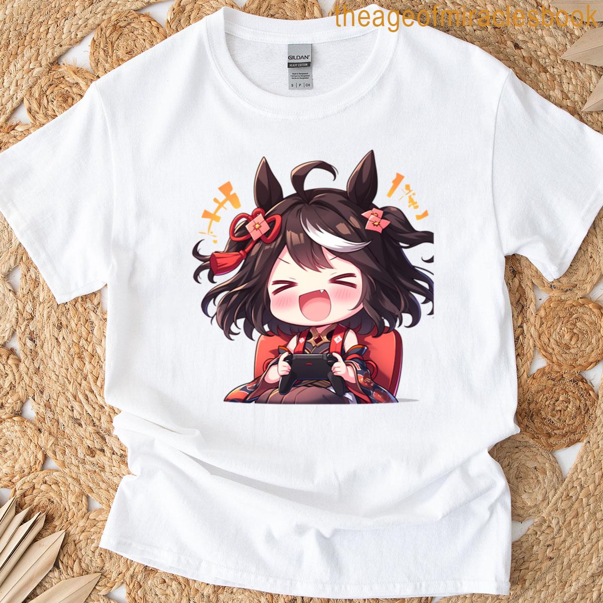 Kitasan Black Uma Musume Anime Gaming Controller Chibi Cute Oversized T-shirt